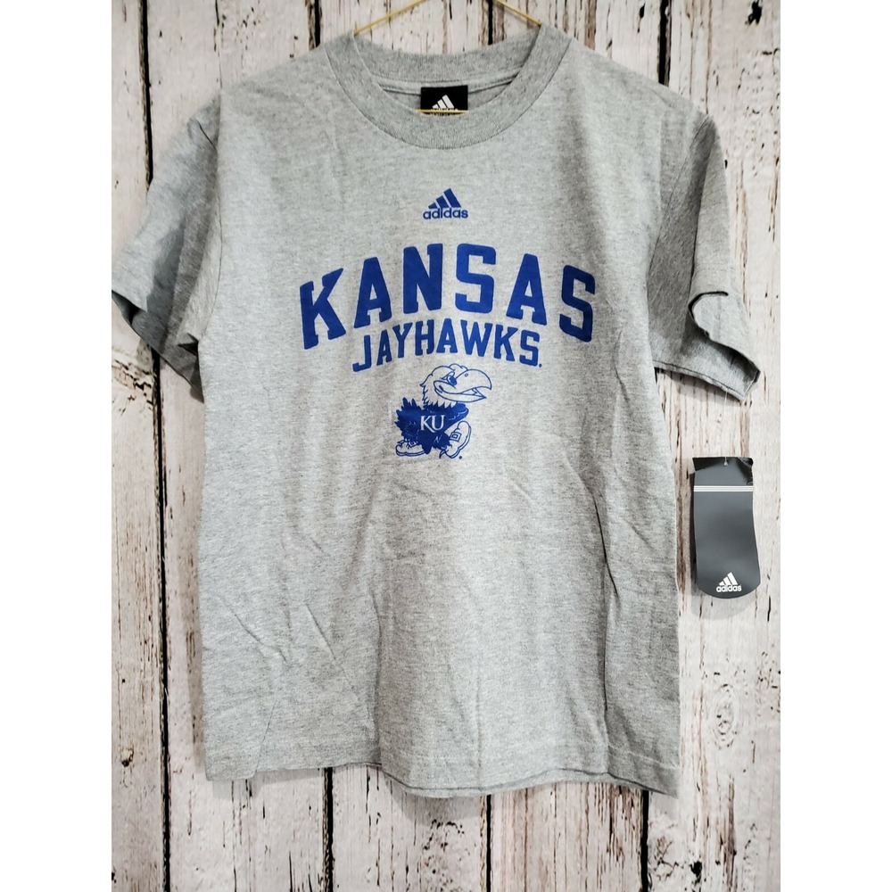 Adidas Youth Medium Kansas Jayhawks Short Sleeve Tee T-Shirt Shirt TShirt NEW